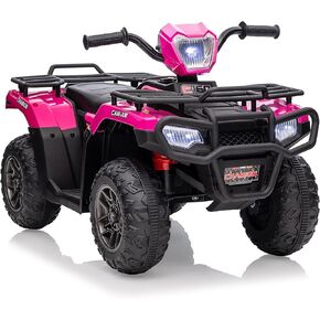 لعبة سيارة ركوب للأطفال على ATV، 12 فولت للأطفال بأربع عجلات تعمل بالبطارية للأطفال الصغار، 3-6 واط/أضواء LED، سرعة عالية ومنخفضة، قرن، موسيقى، USB، للأمام والخلف، ركوب على أربع عجلات رباعية للأولاد والبنات - أبيض