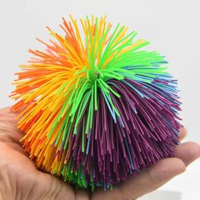 2 Pc 4.5-inch Large Rainbow Silicone Elastic Ball Stress Ball New Fancy Rainbow Ball (2)