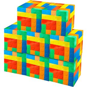 4 Pcs 11.8 x 11.8 Inch Building Block Party Boxes Large Colorful Building Block Party Box for Birthday Block Theme Party Centerpieces Decorations