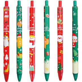 6 Pcs Gel Ink Pens Cartoon Retractable Pens Cute Animal Pen 0.5mm Ballpoint Pen Office School Supplies for Girls (Xmas-3)