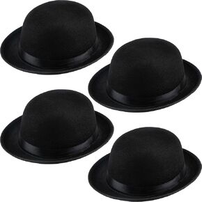 4 Pack Kids Bowler Hats Black Derby Hat Bowler Top Hat Costume Accessories for Child Boys Girls Halloween Party Dress up