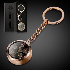 Mini Metal D&D Dice,DNDND 6mm Metallic Dice Set with Keychain and Gift Dice Box for Dungeons and Dragon DND Game (Copper with Rose Gold Case)