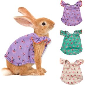 3pcs Bunny Dress for Rabbit Clothes Costume Flower Apparel Skirt for Chinchilla Guinea Pig Small Cat Dog Animal