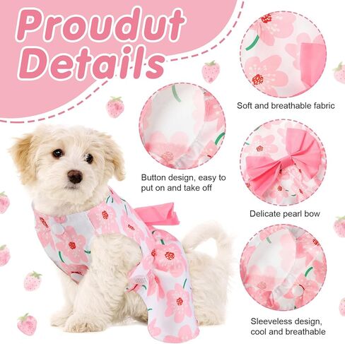 5 Pieces Dog Clothes Girl Dog Dresses Small Floral Puppy Dresses Pet Cat Princess Bowknot Clothes Cute Puppy Summer Outfits for Yorkie Female Cat Small Pets, 5 Styles(Cute Style,Small) in Kuwait