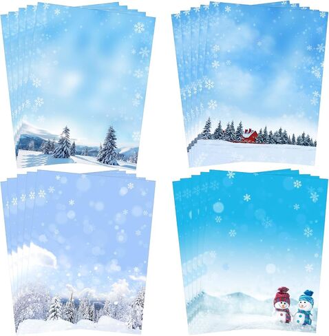 100 Sheets Christmas Snowflake Letterhead Christmas Stationary Paper 8.5 x 11 Inch Holiday Printer Paper Letter Paper Double Sided Writing Paper for Greeting Cards Invitations Office School in Saudi Arabia