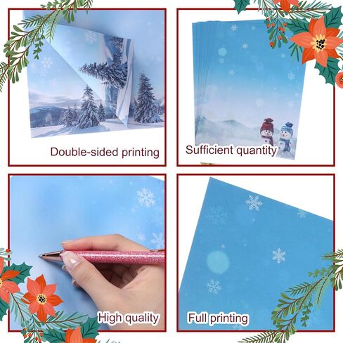 100 Sheets Christmas Snowflake Letterhead Christmas Stationary Paper 8.5 x 11 Inch Holiday Printer Paper Letter Paper Double Sided Writing Paper for Greeting Cards Invitations Office School in Saudi Arabia