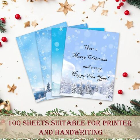 100 Sheets Christmas Snowflake Letterhead Christmas Stationary Paper 8.5 x 11 Inch Holiday Printer Paper Letter Paper Double Sided Writing Paper for Greeting Cards Invitations Office School in Saudi Arabia