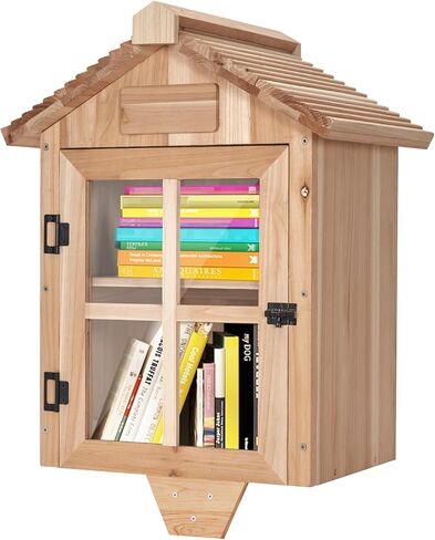 Little Library Box Outdoor Free Library,Double Little Library with Shelf,Trapezoidal Roof Little Library Box Free for Neighborhoods Diy, Schools,Community Sharing Books,Newspapers,Art,Flyers in Saudi Arabia