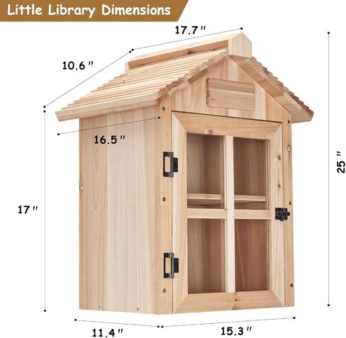 Little Library Box Outdoor Free Library,Double Little Library with Shelf,Trapezoidal Roof Little Library Box Free for Neighborhoods Diy, Schools,Community Sharing Books,Newspapers,Art,Flyers in Saudi Arabia