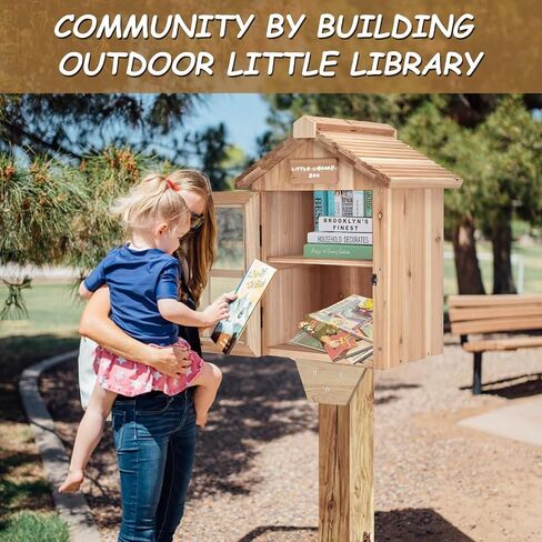 Little Library Box Outdoor Free Library,Double Little Library with Shelf,Trapezoidal Roof Little Library Box Free for Neighborhoods Diy, Schools,Community Sharing Books,Newspapers,Art,Flyers in Saudi Arabia
