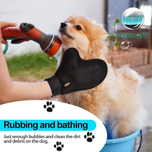 2024 Pet Grooming Glove with Tipped Pin Brush,Special Design Deshedding Glove, Massage Mitt, Perfect Petting Tool for Sensitive Dogs & Cats with Long & Medium Fur - Right-Hand - Blue in Saudi Arabia