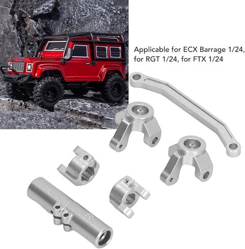 مجموعة قاعدة التوجيه الأمامية RC من سبائك الألومنيوم للمحور الخلفي لمجموعة ECX Barrage 1/24 لـ RGT 1/24 لسيارة التسلق FTX 1/24 (فضي) in Saudi Arabia