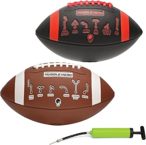 Huddle Hero Mini Football 2-Pack w/Pump (Black and Brown) in Kuwait