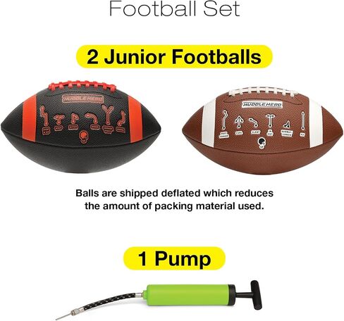 Huddle Hero Mini Football 2-Pack w/Pump (Black and Brown) in Kuwait