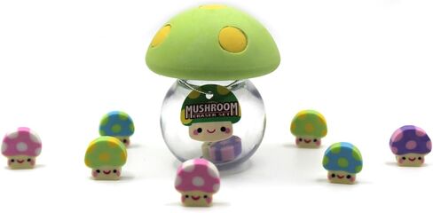 Mushroom Eraser Set w. Mini 8 Mushrooms (Limited Edition) (Green Cap W/Yellow DOTS) in Saudi Arabia