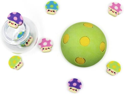 Mushroom Eraser Set w. Mini 8 Mushrooms (Limited Edition) (Green Cap W/Yellow DOTS) in Saudi Arabia