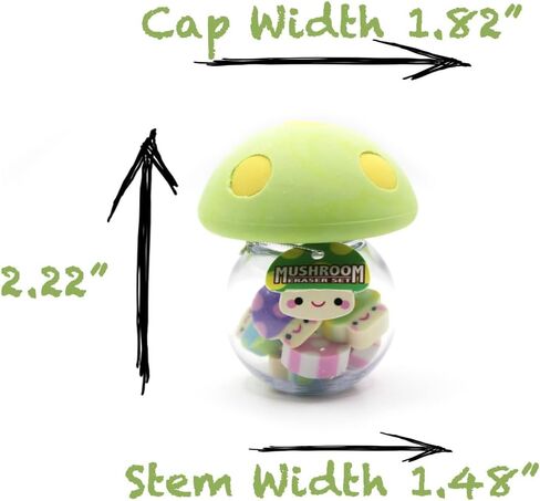 Mushroom Eraser Set w. Mini 8 Mushrooms (Limited Edition) (Green Cap W/Yellow DOTS) in Saudi Arabia