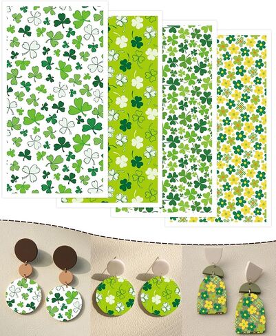 Puocaon Flower Clay Transfer Paper - 4 Design 20 Pcs Transfer Paper for Polymer Clay, Hand Painted Floral Pattern Water Soluble Polymer Clay Transfer Sheets for Jewelry Making, Clay Transfer Papers in Kuwait