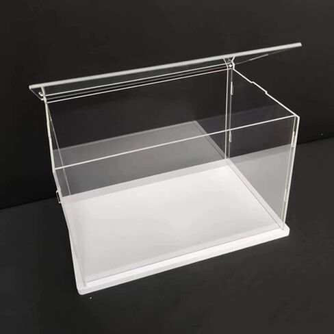 Clear Acrylic Display Case, Self-Assembly Acrylic Box with White Thick Base and Upward Swing Door, Dustproof Protection Showcase Organizer for Collectibles Doll Toys Models (35X20X20cm/14X8X8inch) in Saudi Arabia