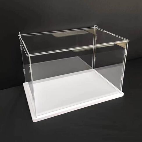 Clear Acrylic Display Case, Self-Assembly Acrylic Box with White Thick Base and Upward Swing Door, Dustproof Protection Showcase Organizer for Collectibles Doll Toys Models (35X20X20cm/14X8X8inch) in Saudi Arabia