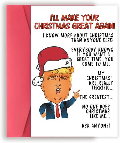 Funny Christmas Trump Card, Humor Christmas Gifts for Women Men, Great Xmas Cards for Him Her, Humor Trump Themed Holiday Gifts Card for Him Her in Saudi Arabia