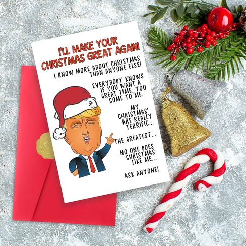 Funny Christmas Trump Card, Humor Christmas Gifts for Women Men, Great Xmas Cards for Him Her, Humor Trump Themed Holiday Gifts Card for Him Her in Saudi Arabia