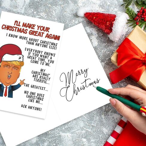 Funny Christmas Trump Card, Humor Christmas Gifts for Women Men, Great Xmas Cards for Him Her, Humor Trump Themed Holiday Gifts Card for Him Her in Saudi Arabia
