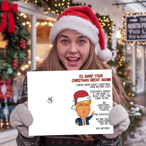Funny Christmas Trump Card, Humor Christmas Gifts for Women Men, Great Xmas Cards for Him Her, Humor Trump Themed Holiday Gifts Card for Him Her in Saudi Arabia