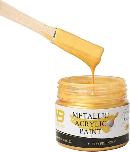 YongBo Metallic Gold Acrylic Paint, 100ml Gold Paint, Gold Leaf Paint for Metal, Wood, Headstone, Painting, Non Toxic Non Fading in Saudi Arabia
