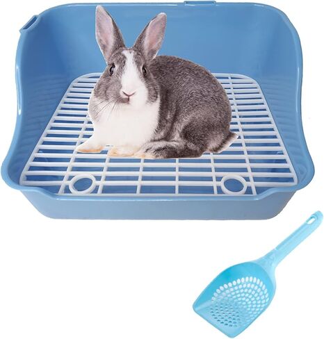 Hamiledyi Rabbit Litter Box, Small Animal Corner Potty Trainer, Bunny Toilet Pets Plastic Rectangle Cage Bedding Box Pet Pan with Chew Toys for Guinea Pigs Hamster Chinchilla Ferret in Kuwait