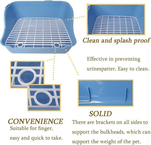 Hamiledyi Rabbit Litter Box, Small Animal Corner Potty Trainer, Bunny Toilet Pets Plastic Rectangle Cage Bedding Box Pet Pan with Chew Toys for Guinea Pigs Hamster Chinchilla Ferret in Kuwait
