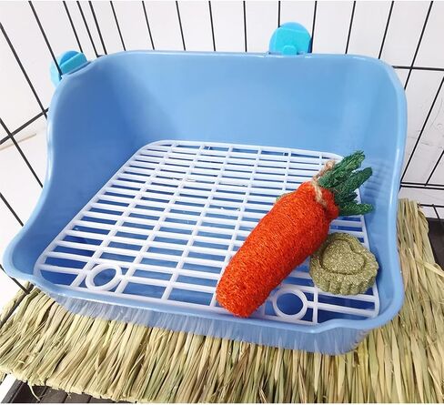 Hamiledyi Rabbit Litter Box, Small Animal Corner Potty Trainer, Bunny Toilet Pets Plastic Rectangle Cage Bedding Box Pet Pan with Chew Toys for Guinea Pigs Hamster Chinchilla Ferret in Kuwait