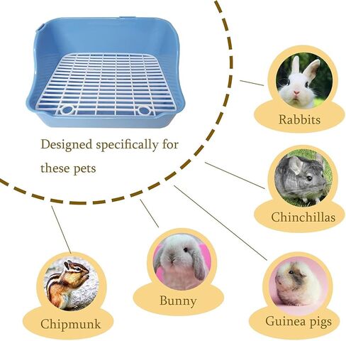 Hamiledyi Rabbit Litter Box, Small Animal Corner Potty Trainer, Bunny Toilet Pets Plastic Rectangle Cage Bedding Box Pet Pan with Chew Toys for Guinea Pigs Hamster Chinchilla Ferret in Kuwait