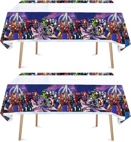 SUTRADHAR 2pcs Superhero Tablecloth Table Cover, for Superhero Theme Birthday Party Supplies Decorations (70" x 42") 2pcs (1) in Saudi Arabia