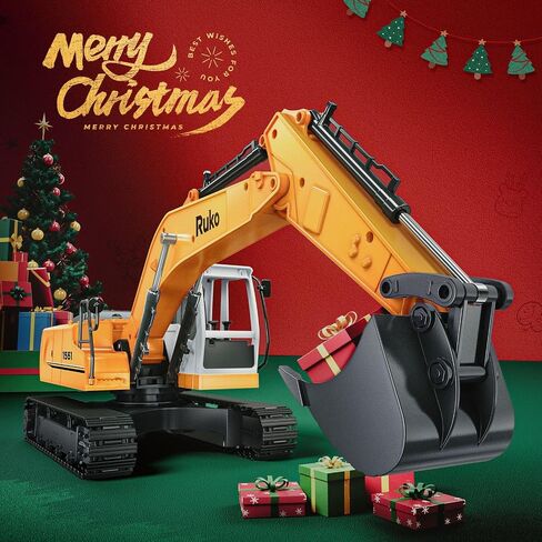Ruko 1661 Remote Control Excavator Toys for Boys, 2.4Ghz RC Construction Vehicles with Metal Shovel & Simulated Lights Gift for Kids in Saudi Arabia