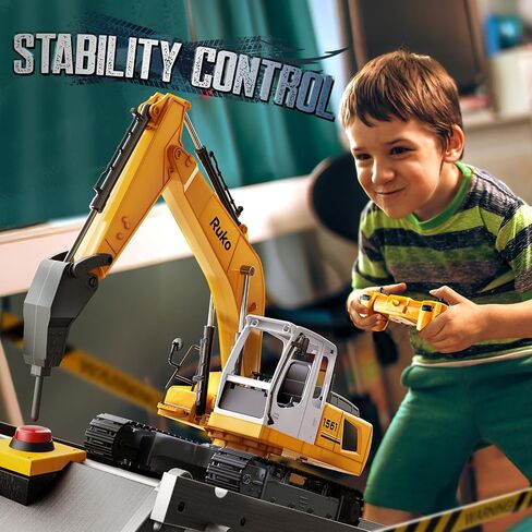 Ruko 1661 Remote Control Excavator Toys for Boys, 2.4Ghz RC Construction Vehicles with Metal Shovel & Simulated Lights Gift for Kids in Saudi Arabia