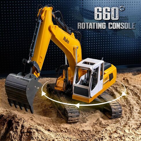 Ruko 1661 Remote Control Excavator Toys for Boys, 2.4Ghz RC Construction Vehicles with Metal Shovel & Simulated Lights Gift for Kids in Saudi Arabia