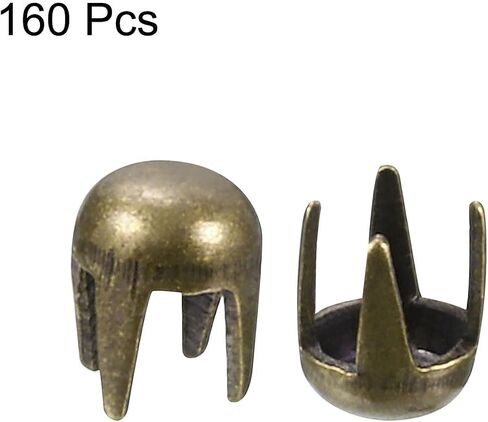 uxcell 160Pcs Bronze Round Dome Rivets, 7mm Brass Spike Studs Spots Punk Rock Nailheads Claw Beads for DIY Clothes Belt Bag Shoes Bracelet Leather Craft in Saudi Arabia