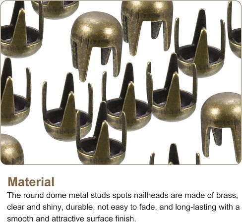 uxcell 160Pcs Bronze Round Dome Rivets, 7mm Brass Spike Studs Spots Punk Rock Nailheads Claw Beads for DIY Clothes Belt Bag Shoes Bracelet Leather Craft in Saudi Arabia