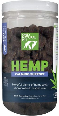 Only Natural Pet - Natural Hemp Soft Chew Bites for Dog Stress & Anxiety Relief - L-Theanine, Chamomile & Lemon Balm - Hemp Oil Calming Chews for Dogs - 60 Count in Saudi Arabia
