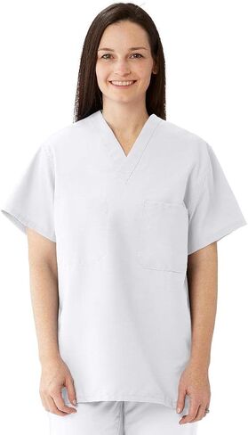 Medline ComfortEase Unisex Reversible Scrub Top, 2 Pockets, Black, Size X-Small in Saudi Arabia