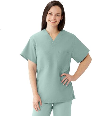 Medline ComfortEase Unisex Reversible Scrub Top, 2 Pockets, Black, Size X-Small in Saudi Arabia
