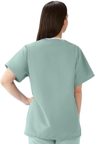 Medline ComfortEase Unisex Reversible Scrub Top, 2 Pockets, Black, Size X-Small in Saudi Arabia