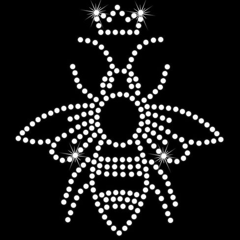 4 Pieces Bee Crown Crystal Rhinestone Iron-On Applique Transfer DIY Crown Rhinestone T-Shirt Mask Transfer Decal Glitter Little Bee Rhinestone Pattern Decoration (White) in Kuwait