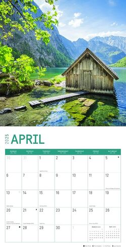 2025 Lake Life Monthly Wall Calendar by Bright Day, 12 x 12 Inch Beautiful Landscape Photography Gift in Saudi Arabia
