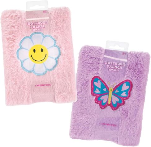 Eye-catching Fuzzy Notebook - 5.9" x 8.3" (1 Pc.) Assorted Colors (Pink, Purple) - Perfect for Journaling, Sketching, and Note-Taking in Saudi Arabia