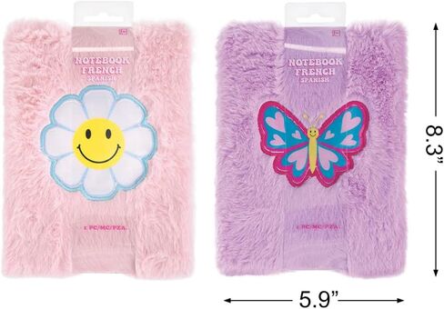 Eye-catching Fuzzy Notebook - 5.9" x 8.3" (1 Pc.) Assorted Colors (Pink, Purple) - Perfect for Journaling, Sketching, and Note-Taking in Saudi Arabia