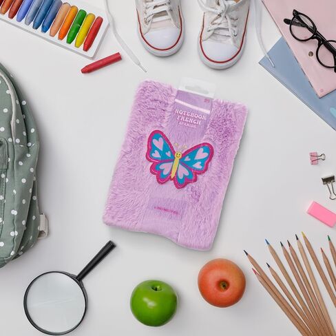 Eye-catching Fuzzy Notebook - 5.9" x 8.3" (1 Pc.) Assorted Colors (Pink, Purple) - Perfect for Journaling, Sketching, and Note-Taking in Saudi Arabia