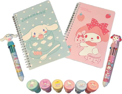 Brainy Writing Set Multicolor Pen Notebook Stampers Kawaii Anime Bunny Dog Cat Kitty Cartoons (YG) in Saudi Arabia