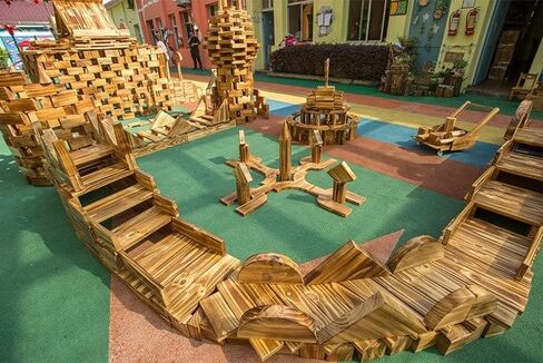 64 pcs Large Outdoor Carbonized Wooden Building Blocks Set for Kids Toddlers 3-12, Giant Carbonized Outside Wooden Blocks Playset for Kindergarten Yard, Jumbo Blocks (jumbo set 2#: 45 lbs (20.7 kg) in Saudi Arabia
